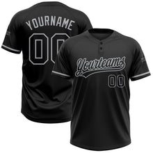 Laden Sie das Bild in den Galerie-Viewer, Uksn Individuelles Schwarz Schwarz-Grau Zweiknopf Unisex Softball-Trikot
