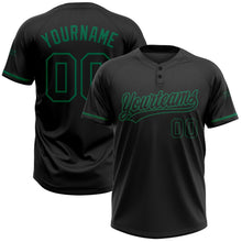 Laden Sie das Bild in den Galerie-Viewer, Uksn Individuelles Schwarz Schwarz-Kelly-Grün Zweiknopf Unisex Softball-Trikot
