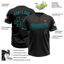 Laden Sie das Bild in den Galerie-Viewer, Uksn Individuelles Schwarz Schwarz-Petrol Zweiknopf Unisex Softball-Trikot
