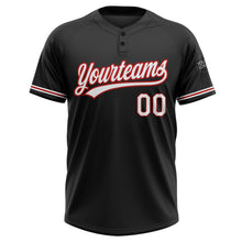 Laden Sie das Bild in den Galerie-Viewer, Uksn Individuelles Schwarz Weiß-Rot Zweiknopf Unisex Softball-Trikot
