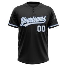 Laden Sie das Bild in den Galerie-Viewer, Uksn Individuelles Schwarz Weiß-Hellblau Zweiknopf Unisex Softball-Trikot
