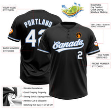 Laden Sie das Bild in den Galerie-Viewer, Uksn Individuelles Schwarz Weiß-Hellblau Zweiknopf Unisex Softball-Trikot
