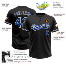 Laden Sie das Bild in den Galerie-Viewer, Uksn Individuelles Schwarz Royalblau-Weiß Zweiknopf Unisex Softball-Trikot
