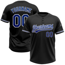 Laden Sie das Bild in den Galerie-Viewer, Uksn Individuelles Schwarz Royalblau-Weiß Zweiknopf Unisex Softball-Trikot
