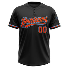 Laden Sie das Bild in den Galerie-Viewer, Uksn Individuelles Schwarz Orange-Hellblau Zweiknopf Unisex Softball-Trikot
