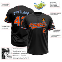 Laden Sie das Bild in den Galerie-Viewer, Uksn Individuelles Schwarz Orange-Hellblau Zweiknopf Unisex Softball-Trikot
