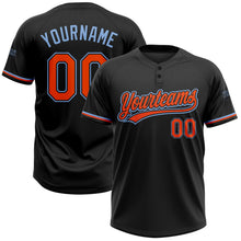 Laden Sie das Bild in den Galerie-Viewer, Uksn Individuelles Schwarz Orange-Hellblau Zweiknopf Unisex Softball-Trikot
