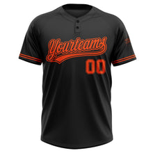 Laden Sie das Bild in den Galerie-Viewer, Uksn Individuelles Schwarz Orange Zweiknopf Unisex Softball-Trikot
