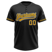 Laden Sie das Bild in den Galerie-Viewer, Uksn Individuelles Schwarz Gold-Weiß Zweiknopf Unisex Softball-Trikot
