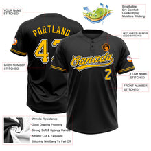 Laden Sie das Bild in den Galerie-Viewer, Uksn Individuelles Schwarz Gold-Weiß Zweiknopf Unisex Softball-Trikot
