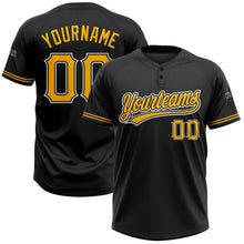 Laden Sie das Bild in den Galerie-Viewer, Uksn Individuelles Schwarz Gold-Weiß Zweiknopf Unisex Softball-Trikot
