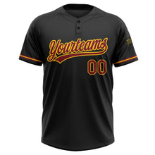 Laden Sie das Bild in den Galerie-Viewer, Uksn Individuelles Schwarz Karmesinrot-Gelb Zweiknopf Unisex Softball-Trikot
