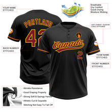 Laden Sie das Bild in den Galerie-Viewer, Uksn Individuelles Schwarz Karmesinrot-Gelb Zweiknopf Unisex Softball-Trikot
