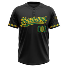 Laden Sie das Bild in den Galerie-Viewer, Uksn Individuelles Schwarz Kelly-Grün-Gelb Zweiknopf Unisex Softball-Trikot
