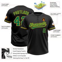 Laden Sie das Bild in den Galerie-Viewer, Uksn Individuelles Schwarz Kelly-Grün-Gelb Zweiknopf Unisex Softball-Trikot
