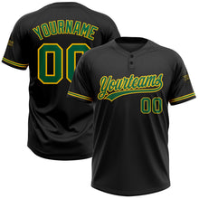 Laden Sie das Bild in den Galerie-Viewer, Uksn Individuelles Schwarz Kelly-Grün-Gelb Zweiknopf Unisex Softball-Trikot
