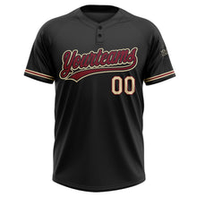 Laden Sie das Bild in den Galerie-Viewer, Uksn Individuelles Schwarz Karmesinrot-City-Creme Zweiknopf Unisex Softball-Trikot
