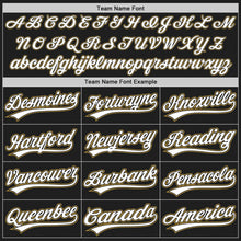 Laden Sie das Bild in den Galerie-Viewer, Uksn Individuelles Schwarz Weiß-Altgold Zweiknopf Unisex Softball-Trikot
