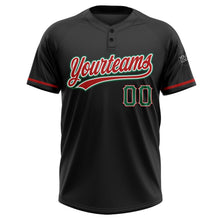 Laden Sie das Bild in den Galerie-Viewer, Uksn Individuelles Schwarz Kelly-Grün-Rot Zweiknopf Unisex Softball-Trikot
