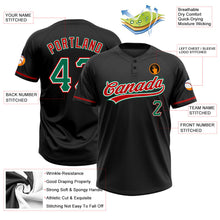 Laden Sie das Bild in den Galerie-Viewer, Uksn Individuelles Schwarz Kelly-Grün-Rot Zweiknopf Unisex Softball-Trikot
