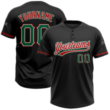 Laden Sie das Bild in den Galerie-Viewer, Uksn Individuelles Schwarz Kelly-Grün-Rot Zweiknopf Unisex Softball-Trikot
