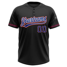 Laden Sie das Bild in den Galerie-Viewer, Uksn Individuelles Schwarz Royalblau-Rot Zweiknopf Unisex Softball-Trikot
