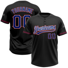 Laden Sie das Bild in den Galerie-Viewer, Uksn Individuelles Schwarz Royalblau-Rot Zweiknopf Unisex Softball-Trikot
