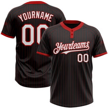 Laden Sie das Bild in den Galerie-Viewer, Uksn Individuelles Schwarz Rot mit Nadelstreifen Weiß Zweiknopf Unisex Softball-Trikot
