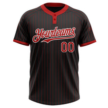 Laden Sie das Bild in den Galerie-Viewer, Uksn Individuelles Schwarz Rot mit Nadelstreifen Weiß Zweiknopf Unisex Softball-Trikot
