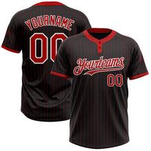 Laden Sie das Bild in den Galerie-Viewer, Uksn Individuelles Schwarz Rot mit Nadelstreifen Weiß Zweiknopf Unisex Softball-Trikot
