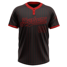 Laden Sie das Bild in den Galerie-Viewer, Uksn Individuelles Schwarz Rot mit Nadelstreifen Rot Zweiknopf Unisex Softball-Trikot
