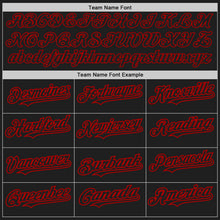Laden Sie das Bild in den Galerie-Viewer, Uksn Individuelles Schwarz Rot mit Nadelstreifen Rot Zweiknopf Unisex Softball-Trikot
