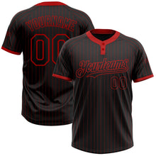 Laden Sie das Bild in den Galerie-Viewer, Uksn Individuelles Schwarz Rot mit Nadelstreifen Rot Zweiknopf Unisex Softball-Trikot
