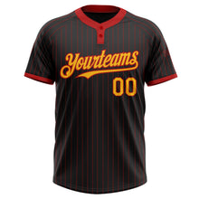 Laden Sie das Bild in den Galerie-Viewer, Uksn Individuelles Schwarz Rot mit Nadelstreifen Gold Zweiknopf Unisex Softball-Trikot
