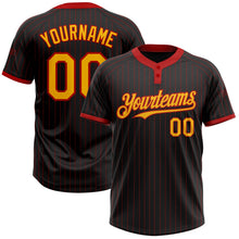 Laden Sie das Bild in den Galerie-Viewer, Uksn Individuelles Schwarz Rot mit Nadelstreifen Gold Zweiknopf Unisex Softball-Trikot
