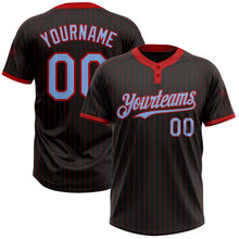 Laden Sie das Bild in den Galerie-Viewer, Uksn Individuelles Schwarz Rot mit Nadelstreifen Hellblau Zweiknopf Unisex Softball-Trikot
