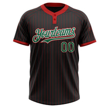Laden Sie das Bild in den Galerie-Viewer, Uksn Individuelles Schwarz Rot mit Nadelstreifen Kelly-Grün-Weiß Zweiknopf Unisex Softball-Trikot
