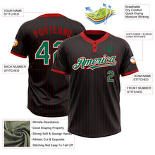 Laden Sie das Bild in den Galerie-Viewer, Uksn Individuelles Schwarz Rot mit Nadelstreifen Kelly-Grün-Weiß Zweiknopf Unisex Softball-Trikot
