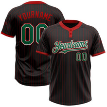 Laden Sie das Bild in den Galerie-Viewer, Uksn Individuelles Schwarz Rot mit Nadelstreifen Kelly-Grün-Weiß Zweiknopf Unisex Softball-Trikot
