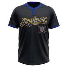 Laden Sie das Bild in den Galerie-Viewer, Uksn Individuelles Schwarz Royalblau Nadelstreifen Gelb Zweiknopf Unisex Softball-Trikot
