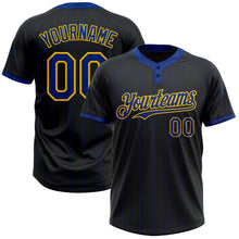 Laden Sie das Bild in den Galerie-Viewer, Uksn Individuelles Schwarz Royalblau Nadelstreifen Gelb Zweiknopf Unisex Softball-Trikot
