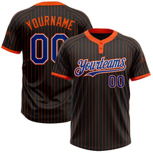 Laden Sie das Bild in den Galerie-Viewer, Uksn Individuelles Schwarz Orange Nadelstreifen Royalblau-Weiß Zweiknopf Unisex Softball-Trikot
