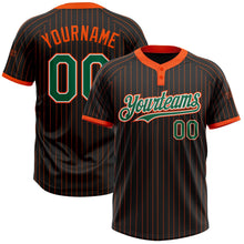 Laden Sie das Bild in den Galerie-Viewer, Uksn Individuelles Schwarz Orange Nadelstreifen Kelly-Grün-Weiß Zweiknopf Unisex Softball-Trikot
