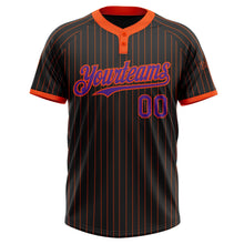 Laden Sie das Bild in den Galerie-Viewer, Uksn Individuelles Schwarz Orange Nadelstreifen Violett Zweiknopf Unisex Softball-Trikot
