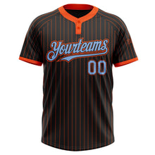 Laden Sie das Bild in den Galerie-Viewer, Uksn Individuelles Schwarz Orange Nadelstreifen Hellblau Zweiknopf Unisex Softball-Trikot
