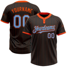 Laden Sie das Bild in den Galerie-Viewer, Uksn Individuelles Schwarz Orange Nadelstreifen Hellblau Zweiknopf Unisex Softball-Trikot
