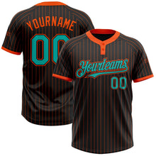 Laden Sie das Bild in den Galerie-Viewer, Uksn Individuelles Schwarz Orange Nadelstreifen Aqua Zweiknopf Unisex Softball-Trikot
