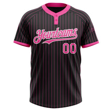 Laden Sie das Bild in den Galerie-Viewer, Uksn Individuelles Schwarz Pink Nadelstreifen Weiß Zweiknopf Unisex Softball-Trikot
