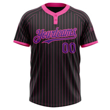 Laden Sie das Bild in den Galerie-Viewer, Uksn Individuelles Schwarz Pink Nadelstreifen Violett Zweiknopf Unisex Softball-Trikot

