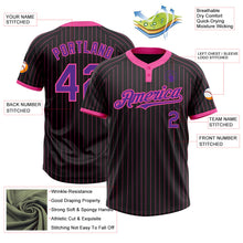 Laden Sie das Bild in den Galerie-Viewer, Uksn Individuelles Schwarz Pink Nadelstreifen Violett Zweiknopf Unisex Softball-Trikot
